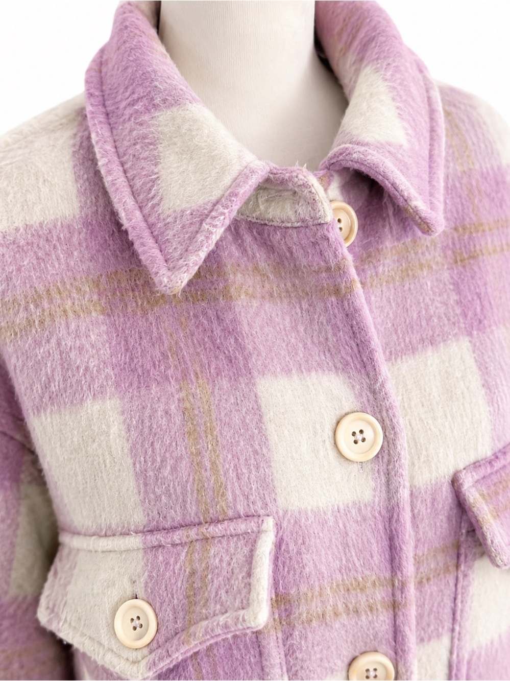 Mabel long, oversized shirt-jacket soft brushed finish classic plaid pattern - Picture 3 of 14